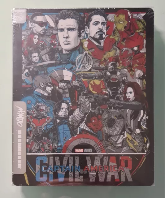 Steelbook Mondo Captain America Civil War 4K Ultra Hd + Blu Ray 2D + Bonus