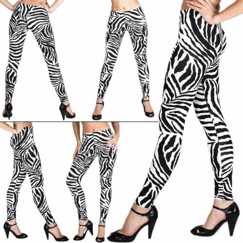 Leggings Donna Zebra Stampa Lunghezza Intera Pantaloni Yoga Aderente