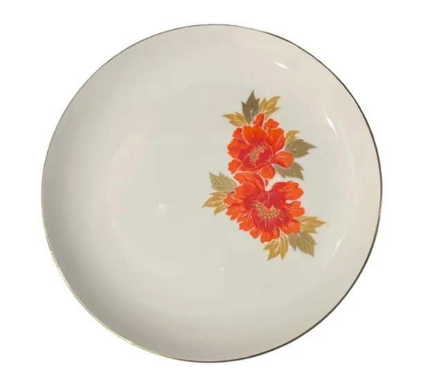 VTG OMC Otagiri Japan Floral Orange Red Gold Porcelain Salad Plates Set Of 6