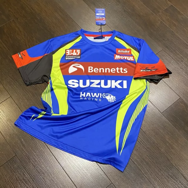 NWT! TEAM SUZUKI Racing T-Shirt Mens Size L Hawk Racing Sponsors Official Merch