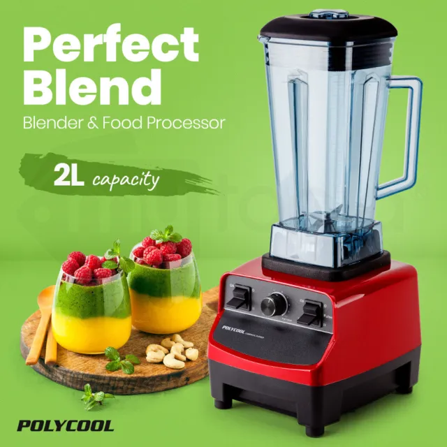 POLYCOOL 2L Commercial Blender Mixer Food Processor Smoothie Ice Crush Fruit