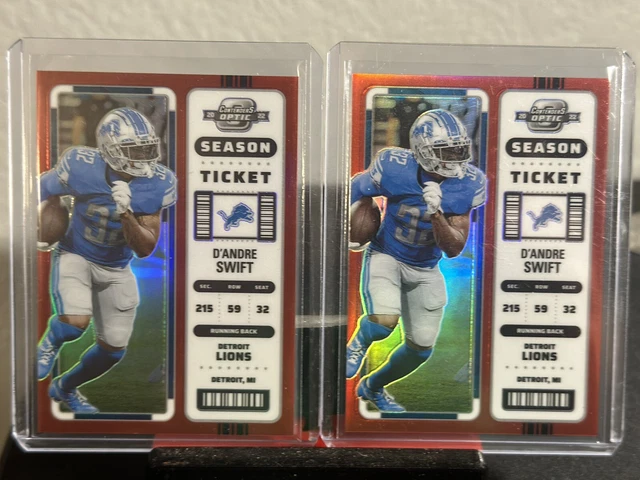 2022 Optic Contenders Dandre Swift Season Ticket Red Prizm /175 Eagles (2X)