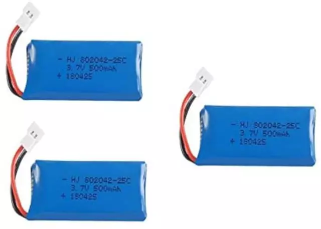 3 Pezzi Lipo Batterie 3.7V 500mAh Rc Drone HUBSAN X4 H107L H107C H107D H107