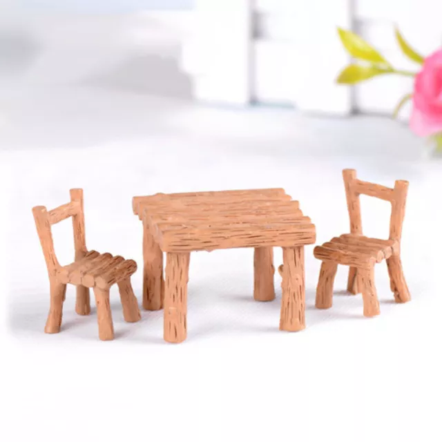 5 Sets miniature ornaments kit mini Furniture Miniature Resin Chair Table Micro 2