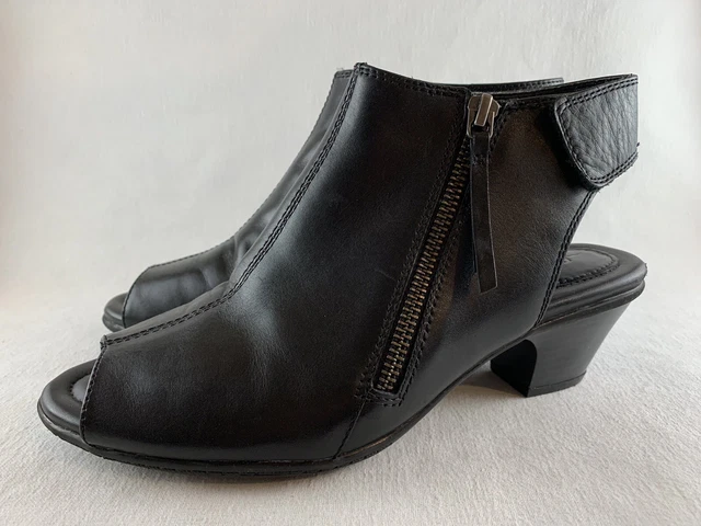 EARTH LEATHER PEEP TOE Booties Kristy 42.95 PicClick
