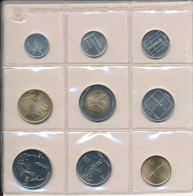 San Marino - 1+2+5+10+20+50+100+200+500 Lire 1983 UNC - Set Kms