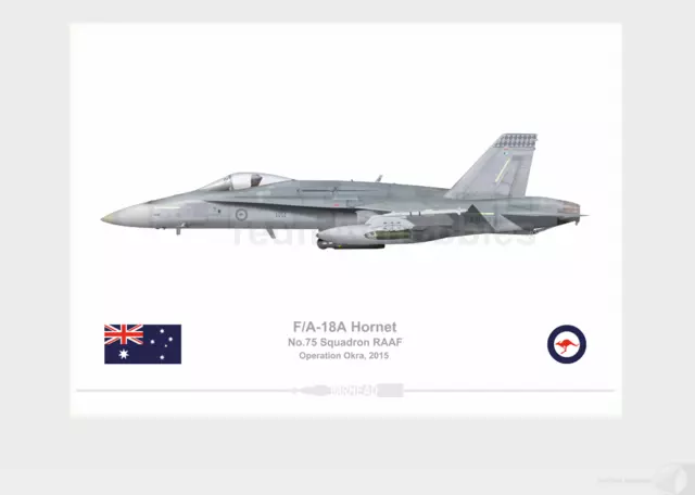 Warhead Illustrated F/A-18A Hornet RAAF 75 Sqn Operation Okra Aircraft Print V1