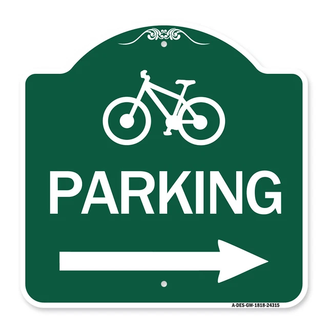 Designer Series - Bicycle Symbol Parking (Right Arrow Heavy Gauge Aluminum