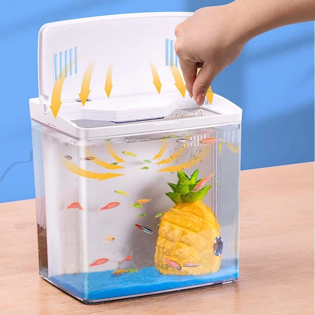 Fish Tank Office USB Small Betta Aquarium LED Light with Filter 1.2Gallon