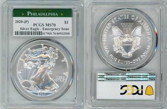 2020 P Silver American Eagle $1 Emergency Issue Pcgs Ms70 Philadelphia V8