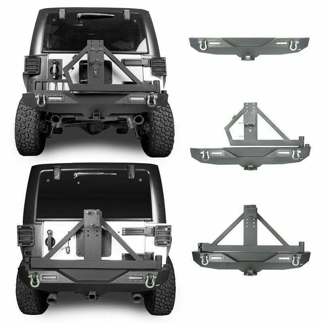 HOOKE ROAD REAR Bumper w/ Tire Carrier & LED Lights for Jeep Wrangler