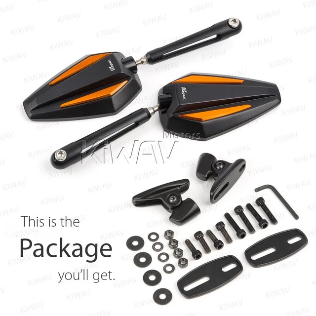Rétroviseurs Achilles noir + orange avec adaptateur noir pour Yamaha YZF R