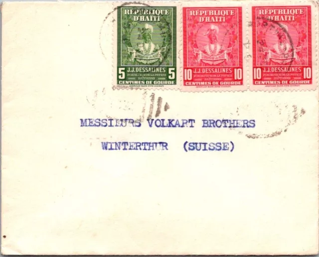 Schallstamps Haiti 1940-50 Postal History Cover Mult Franking Addr Suisse