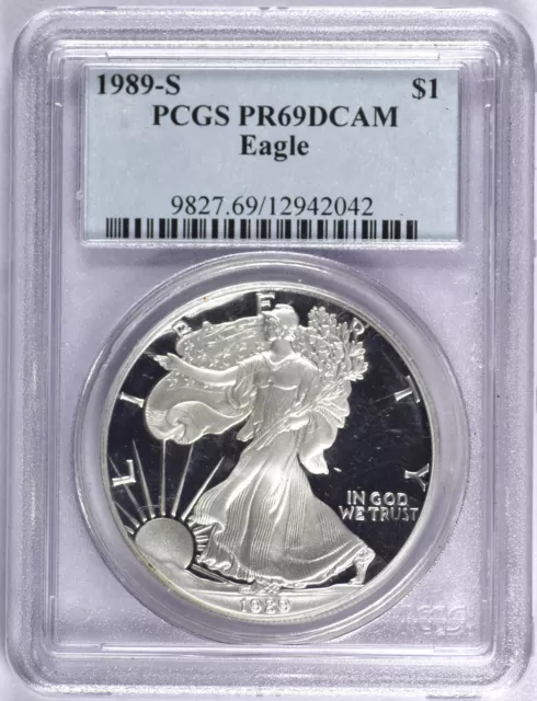 1989 S American Silver Eagle PCGS PR69 DCAM