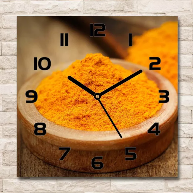 Reloj Decorativo de Vidrio Templado Estilo Moderno 30x30 Especias de cúrcuma Com