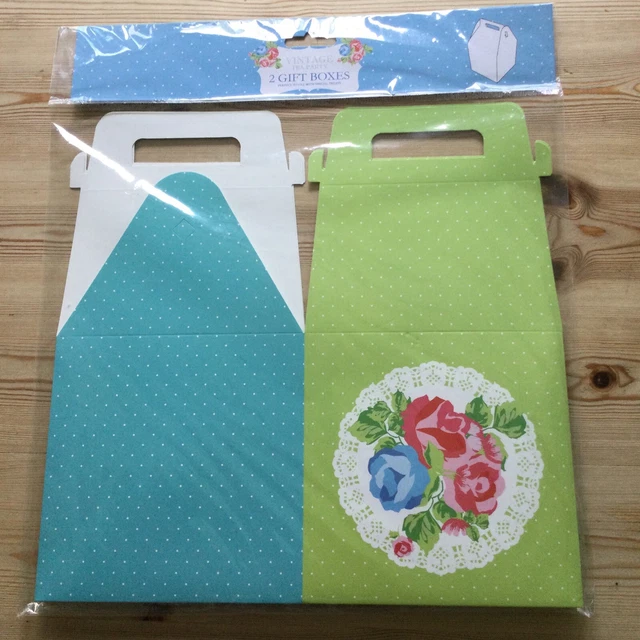 2 X Pretty Gift Boxes Flatpack Vintage Design For Sweets Soaps Etc BNIP