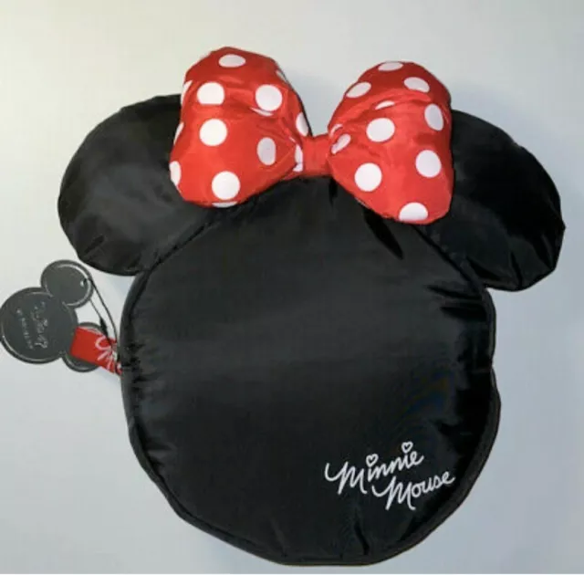 ❤ Bnwt Girls Disney Minnie Mouse 3D Ears Round Soft Nylon Backpack Rucksack Bag