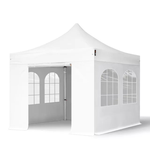 Alu Faltzelt Faltpavillon 3x3 m weiß mit 4 Seitenteilen Partyzelt Klapp Zelt
