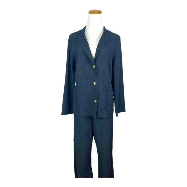 ORVIS BLACK CREPE 2 Piece Long Sleeve Jacket and Pants Travel set