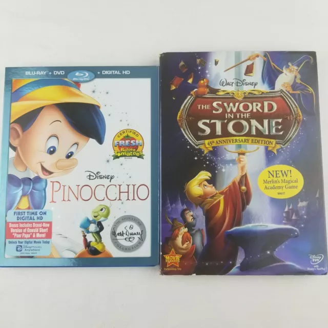 Pre-owned Lot of 2 Classic Disney Movies Pinocchio and Sword in the Stone