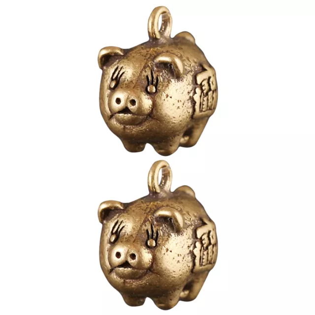 2Pcs Pig Chinese Zodiac Lucky Brass Animal Charm Pendant for DIY Jewelry-RS