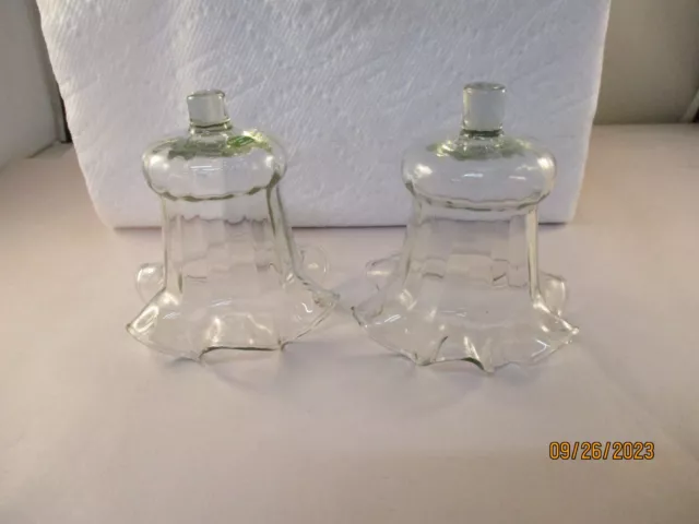 Vtg Homco Glass Ruffle Top 4" Tall Peg Votive Cups Set Of 2 Mexico