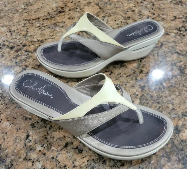 Cole Haan Womens 9B Wedge Heels Slip On Flip Flops Thongs Air Comfort Sandals
