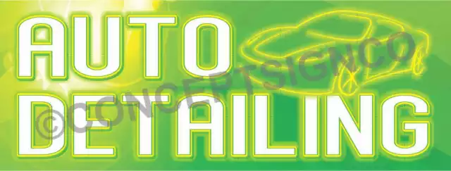 1.5'X4' AUTO DETAILING BANNER Outdoor Sign Car Wax Wash Vehicle Detail Neon Look
