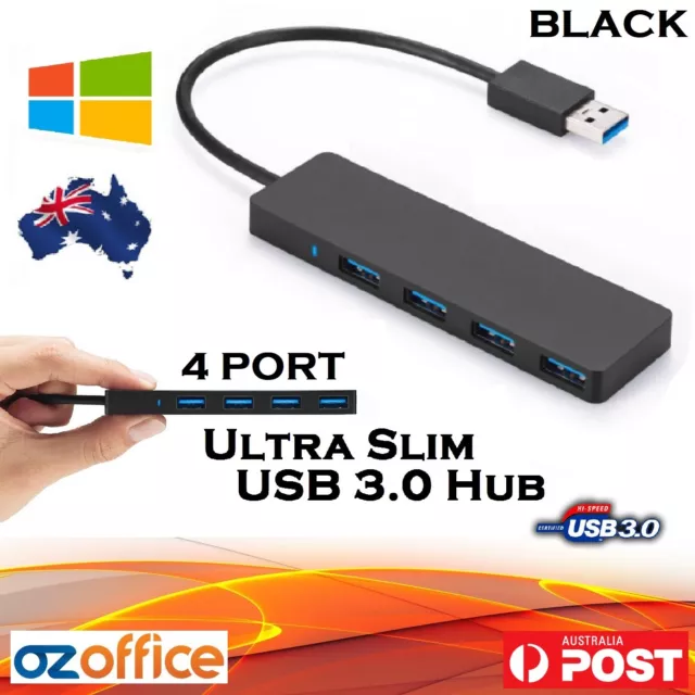 PREMIUM Ultra Slim 4 Port USB 3.0 Hub Portable USB Hub 3.0 2.0 for Windows PC