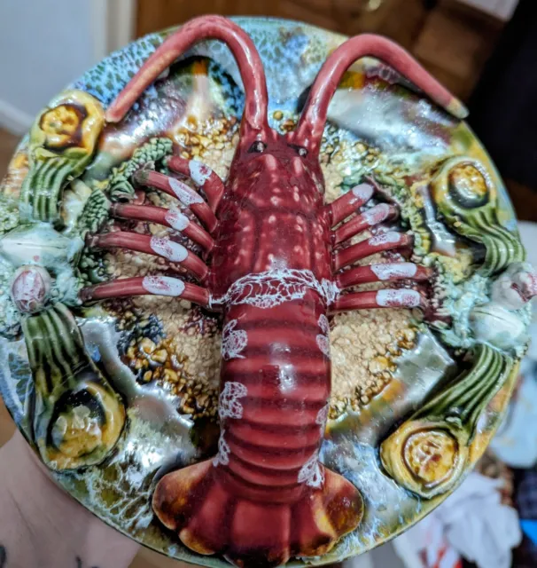 Stunning Vintage Palissy Majolica Portugese Lobster Plate