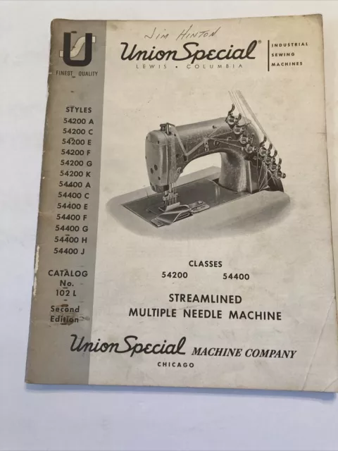 Máquina de coser especial US Union manual 54200 54400 aguja múltiple aerodinámica