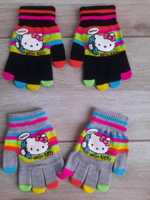 Kinder Fingerhandschuhe Winter 2er Set Hello Kitty Einheitsgrösse ab 2 Jahre 2