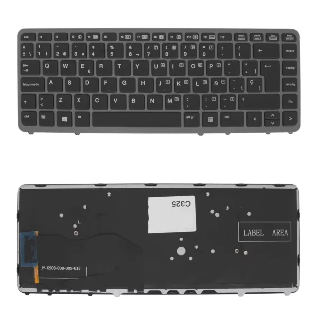 Teclado Español para portátil HP Elitebook 840 850 G1  Retroiluminado Marco gris