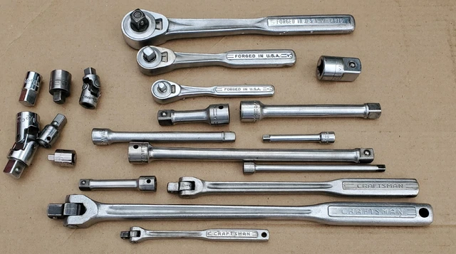 Vintage Craftsman Lot Ratchets Extensions Breaker Bars 1/2, 3/8, 1/4 USA 🇺🇸