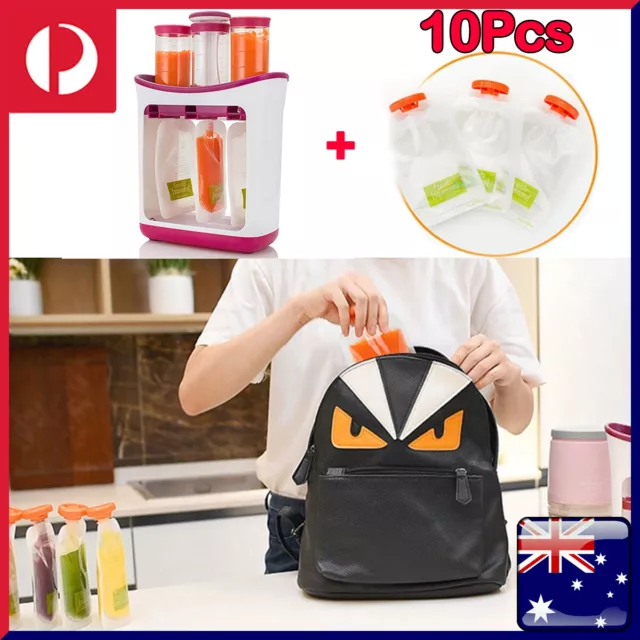 Fruit Maker Dispenser Station +10 POUCH Infant Baby Feeding Food Squeeze Toddler