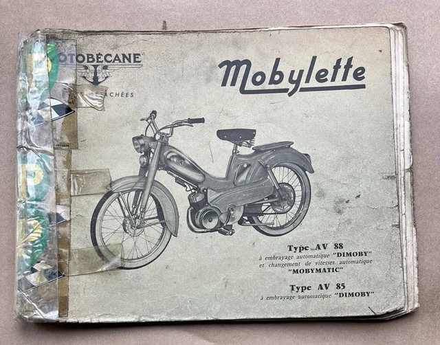 MOTOBECANE MOBYLETTE SPARE Parts Catalog 50 cm3 2 temps AV3 French