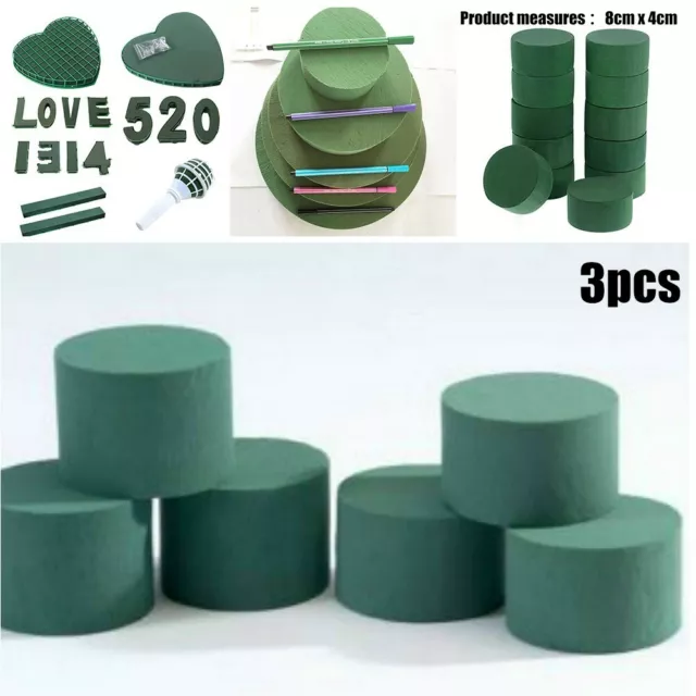 3Pcs Round Cylinder Wet Foam Florist Floral Flowers Arranging Floristry Supplies