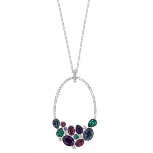 Swarovski Women's Branch Rhodium Plated Multicolor Crystal Necklace 5076872