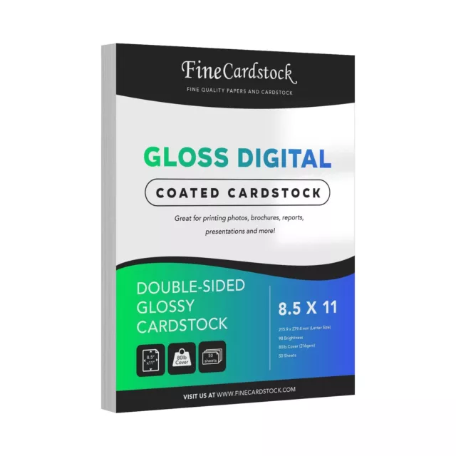 Double-Sided Heavyweight Gloss Digital C2S Cardstock – Perfect for Color Lase...