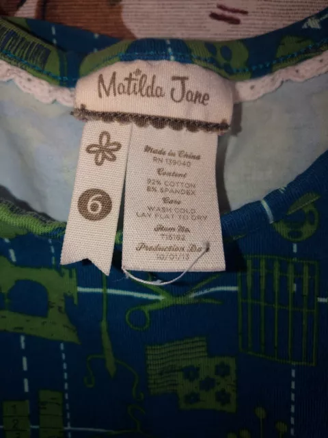 Joli tee-shirt bleu vert MATILDA JANE Its A WONDERFUL PARADE L/S COUTURE taille 6 2