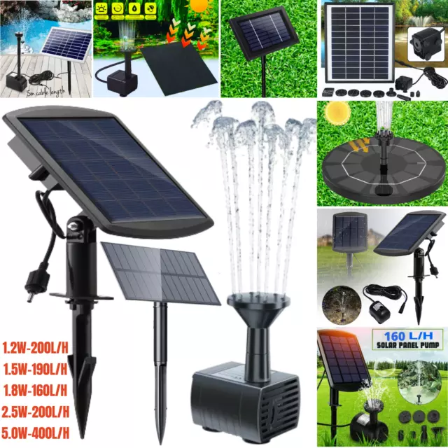 Solar Panel Powered Water Feature Pump Garden Pool Aquarium Fountain Pond UK.