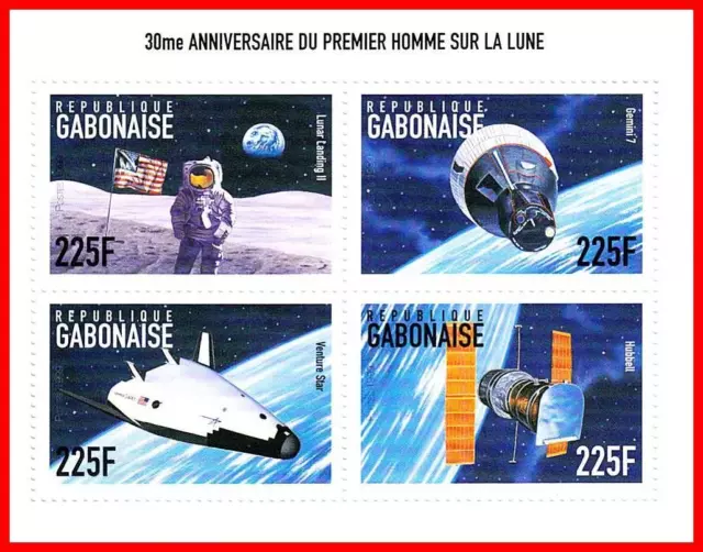 APOLLO 11 on MOON ANNIVERSARY SPACE/ ASTRONOMY S/s SC#939 MNH fr.GABON