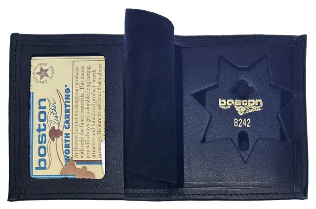 BOSTON LEATHER BOOK STYLE BADGE CASE: 7 Point Star Cutout (100-S-7004)