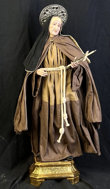 Estatua Santa Maria Francesca De Cinco la Herida Sagrada 47CM Napoli Embarazo