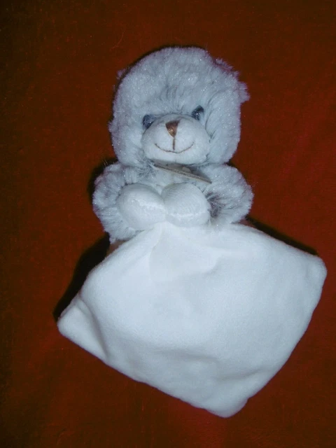 Babynat Baby Nat Doudou Ours Beige Chine Pm Les Flocons Mouchoir Blanc