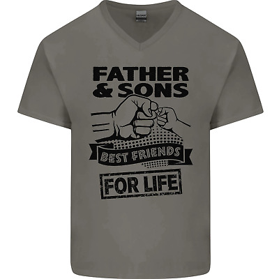 Father & SONS Best Friends For Life Da Uomo V-Neck T-shirt di cotone