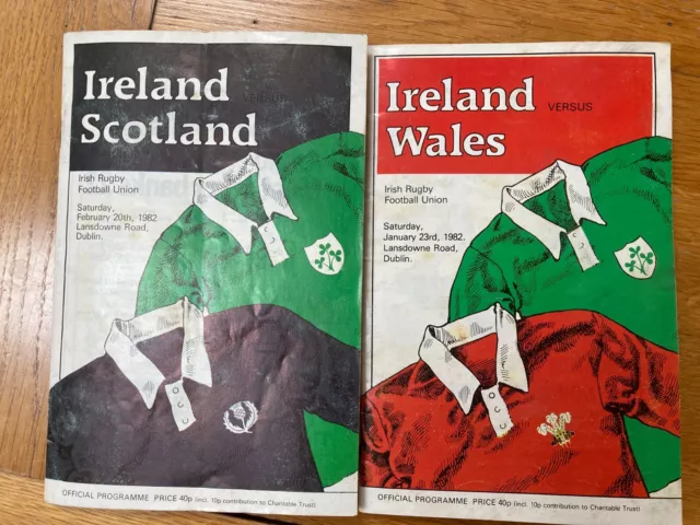 Irish Rugby Triple Crown Story 1982 Programmes v Wales/Scotland & News Reports