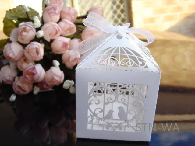 20x white gift boxes engagement wedding bridal party bomboniere favour-birdcage