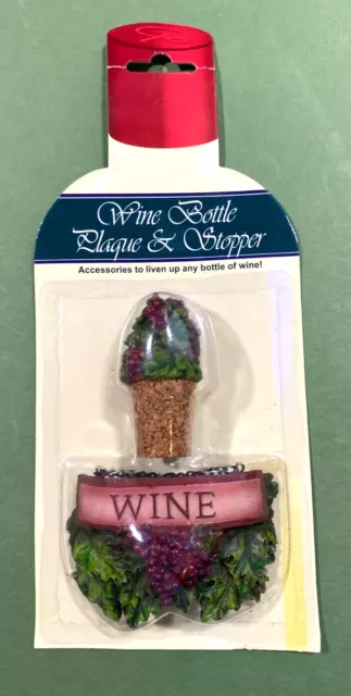 Grapes and Green Leaves Wine Bottle Stopper & Grapevine Bottle Plaque