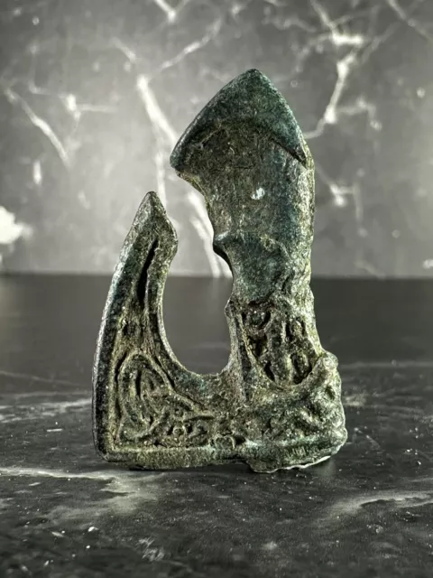 Wearable Ancient Viking Norse Bronze Odins Axe With Runic Detail - Circa 800 AD